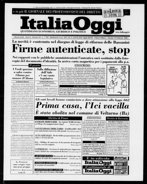 Italia oggi : quotidiano di economia finanza e politica